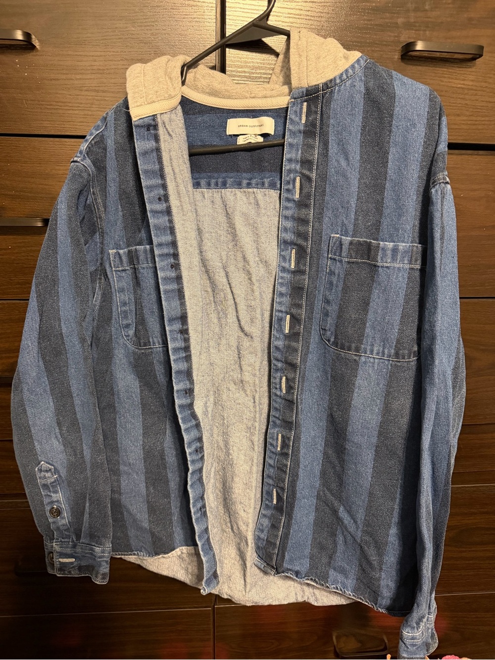 Urban Outfitters Blue Striped Denim Jacket